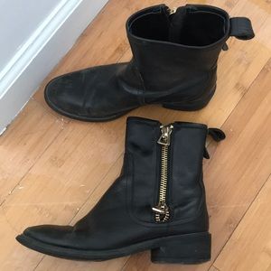 Leather black booties